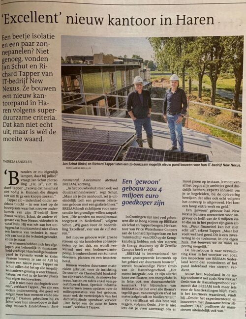 Excellent nieuw kantoor in Haren in Dagblad van het Noorden