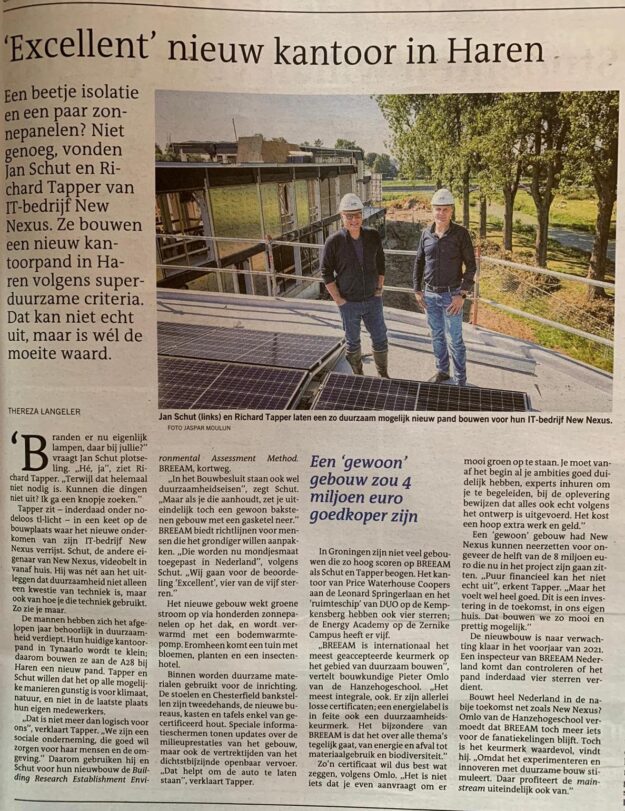 20201105_Excellent nieuw kantoor in Haren_DvhN Excellent nieuw kantoor in Haren in Dagblad van het Noorden