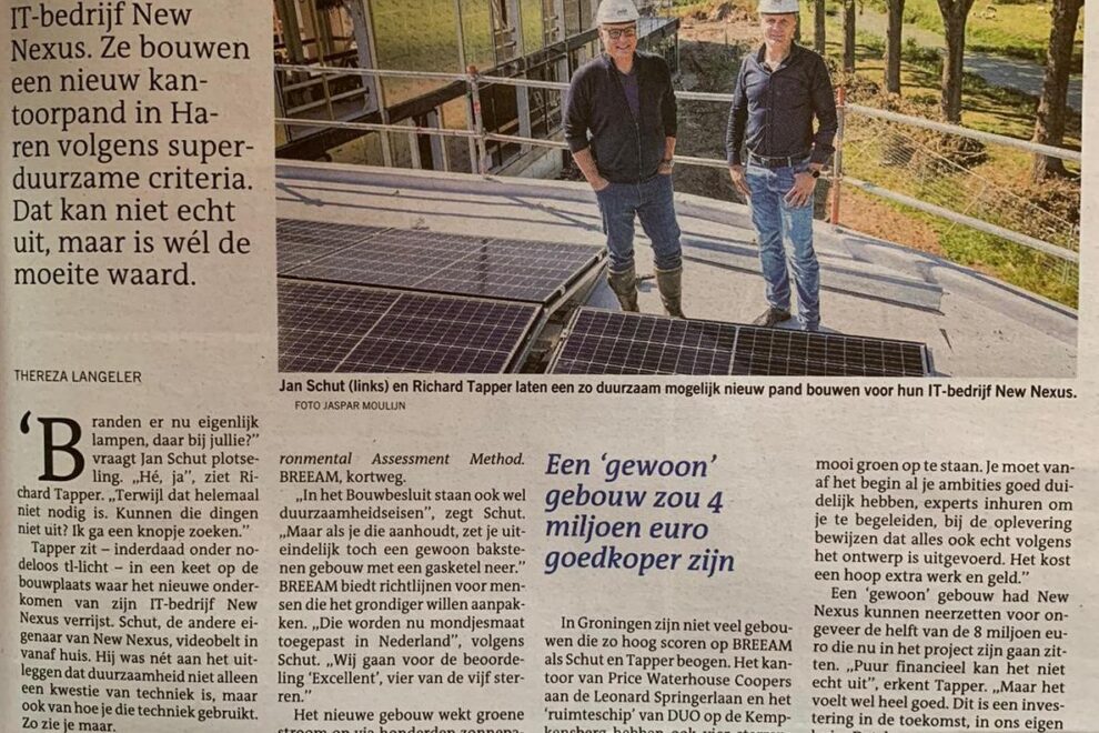 Excellent nieuw kantoor in Haren in Dagblad van het Noorden