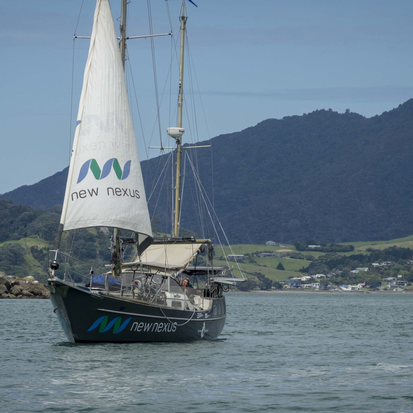 Proefvaart new nexus zeilschip in Nieuw-Zeeland close