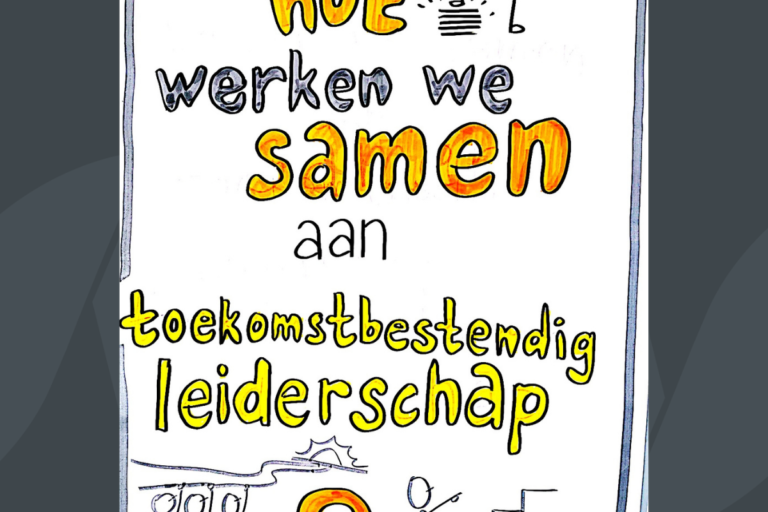 Getekende poster Hoe werken we samen aan toekomstbesting leiderschap