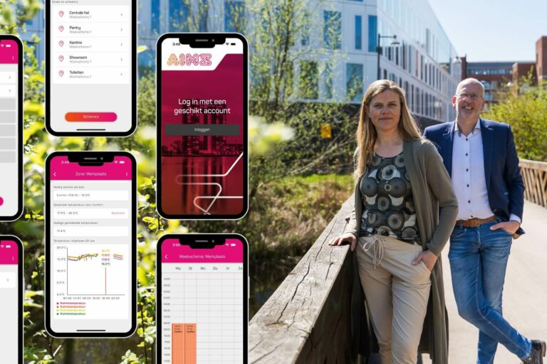 Piet Jan Bloem en Margriet de Jong van AIMZ staan buiten in een groene buurt