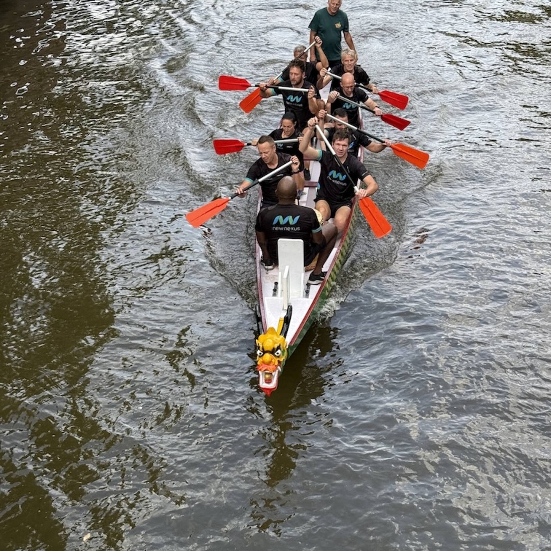 Team New Nexus in Drakenboot van boven