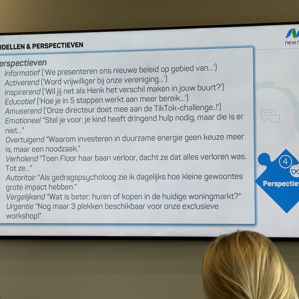 Slide modellen en perspectieven uit de training Iedereen een AI maatje door Eric de Jong tijdens de AI Summer School bij New Nexus