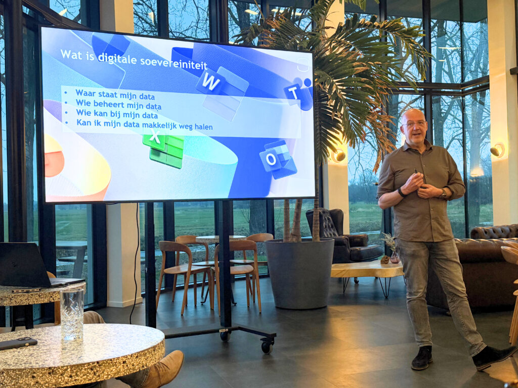 Spreker Jeroen Bos bij pizzasessie over digitale soevereiniteit bij New Nexus